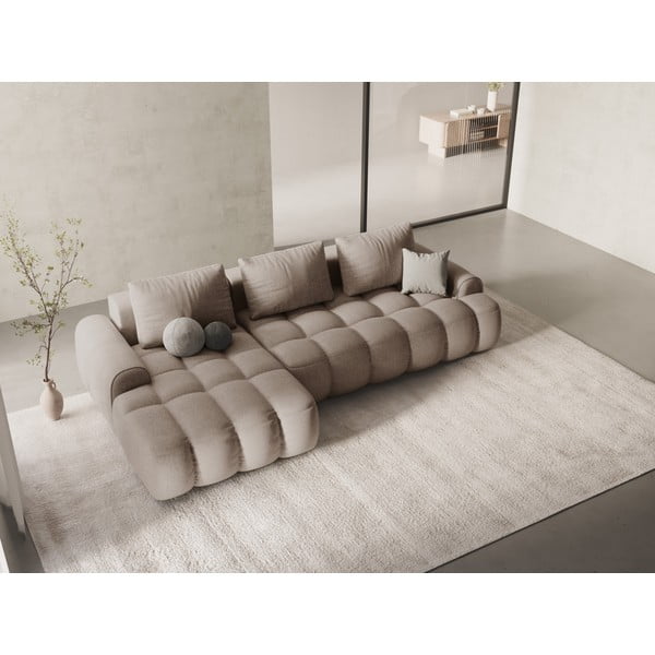 Šviesiai rudos spalvos sulankstoma/su sandėliavimo vieta kampinė sofa (su kairiuoju kampu/su gultu) Linz – Cosmopolitan Design-image-1