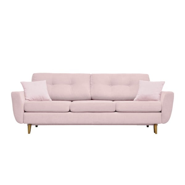 Rožinė sofa lova su šviesiomis kojomis Mazzini Sofos Rose