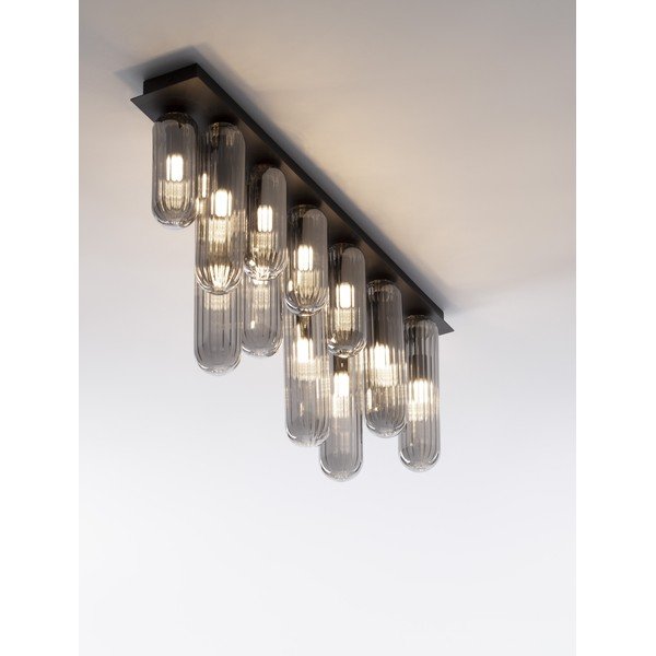 Pilkos spalvos iš stiklo lubinis šviestuvas 10x72 cm su stiklo gaubtu Gustave – Nova Luce-image-3