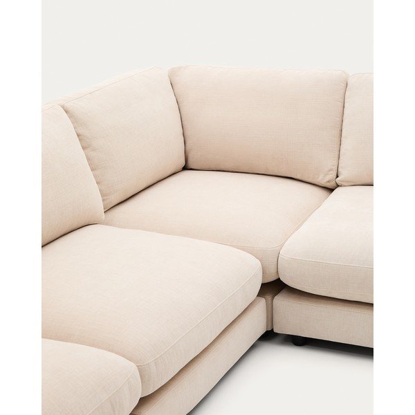 Smėlio spalvos kampinė sofa iš šenilinio audinio Gala – Kave Home-image-4