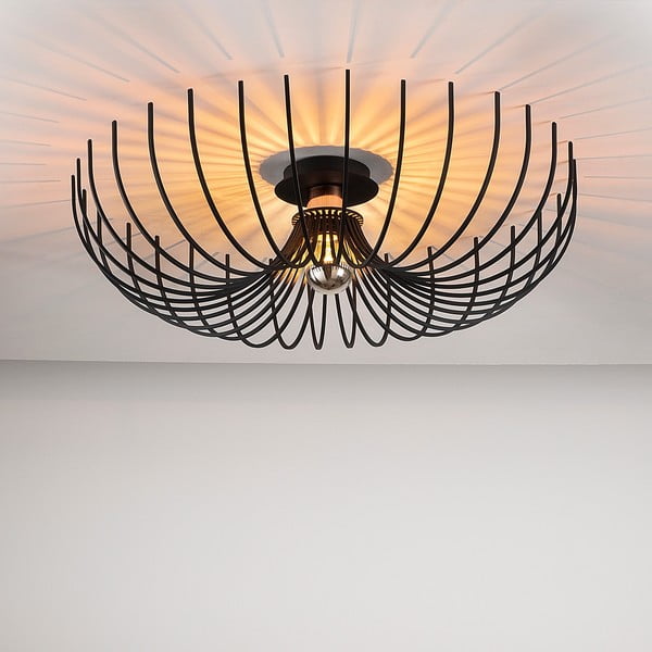 Juodos spalvos lubinis šviestuvas ø 56 cm su metaliniu gaubtu Aspendos – Opviq lights-image-1