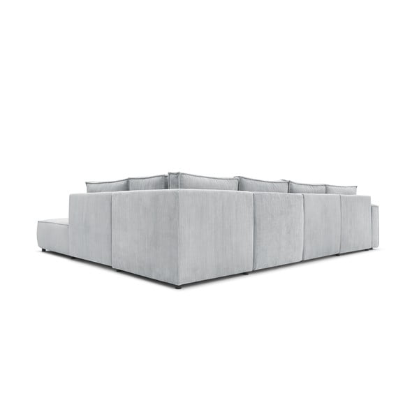Kampinė sofa šviesiai pilkos spalvos iš kordinio velveto (su dešiniuoju kampu/„U“ formos) Nihad modular – Bobochic Paris-image-4