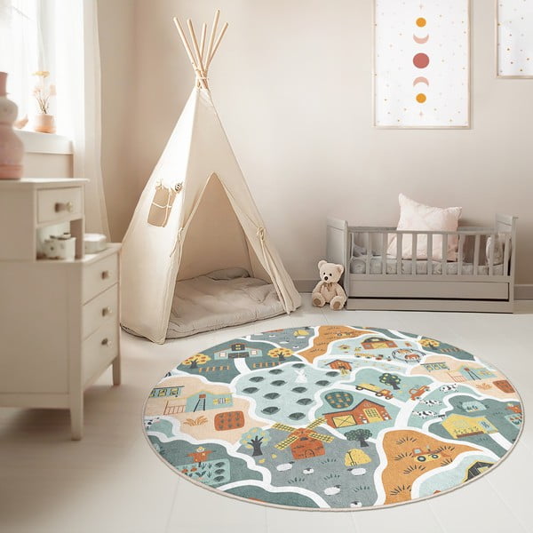 Skalbiamas vaikiškas žaidimų kilimas ø150 cm Farmer's Life – Mila Home-image-2