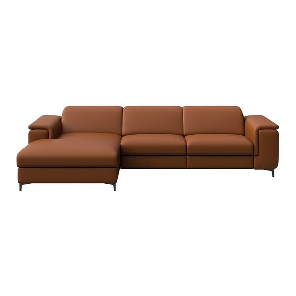 Kampinė sofa konjako rudos spalvos iš odos (su kairiuoju kampu) Brito – MESONICA