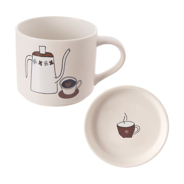 Iš porceliano  puodelis su dangteliu baltos spalvos 450 ml – Orion