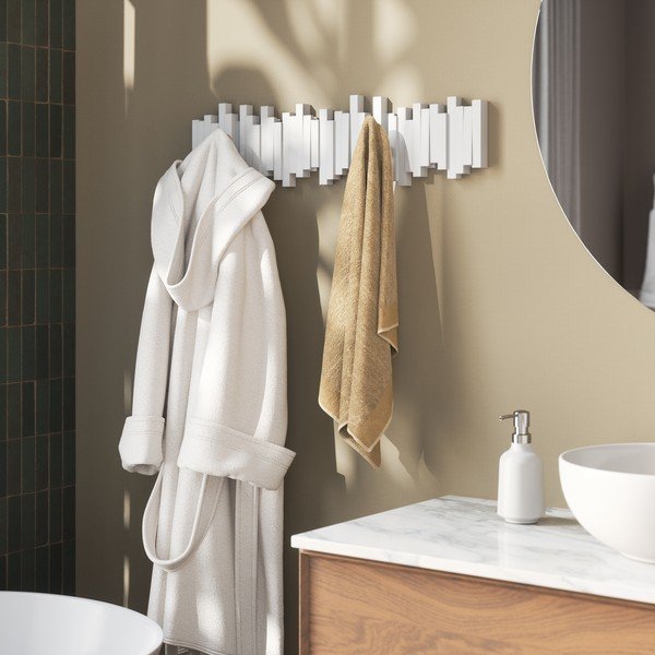 Baltos spalvos iš plastiko sieninė lentyna 72 cm Sticks – Umbra-image-2