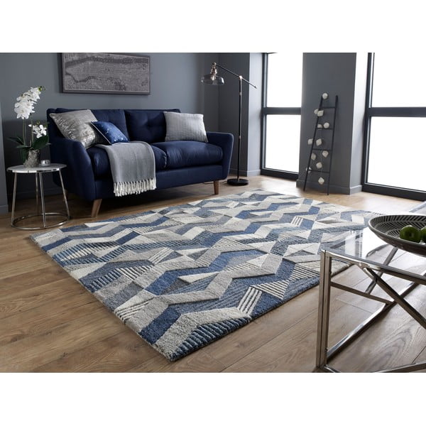 Mėlynas vilnonis kilimas Flair Rugs Asher, 160 x 230 cm-image-2