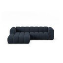 Tamsiai mėlynos spalvos kampinė sofa iš šenilinio audinio (su kairiuoju kampu/su gultu) Lupine – Micadoni 
