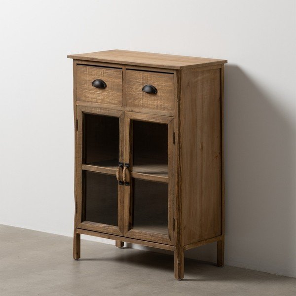 Iš kėnio masyvo vitrina natūralios spalvos 64x92,5 cm – Ixia-image-1