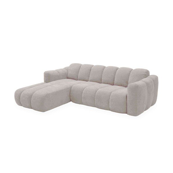Kreminės spalvos sulankstoma kampinė sofa iš šenilinio audinio (su kairiuoju kampu) Michell – Miuform