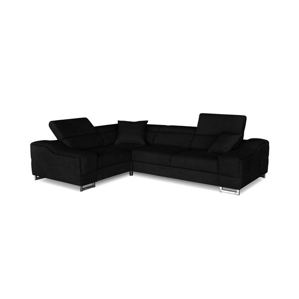 Juoda kampinė sofa-lova "Windsor & Co. Sofos "Kappa", kairysis kampas-image-1