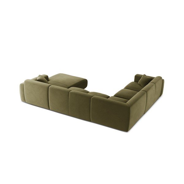 Šviesiai žalios spalvos kampinė sofa iš velveto („U“ formos) Molino – Micadoni -image-2