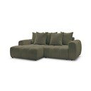 Khaki spalvos sulankstoma/su sandėliavimo vieta kampinė sofa iš boucle (su kairiuoju kampu/su gultu) Roxelane – Bobochic Paris