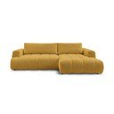 Garstyčių spalvos sulankstoma/su sandėliavimo vieta kampinė sofa (su dešiniuoju kampu/su gultu) Fuji – Bobochic Paris