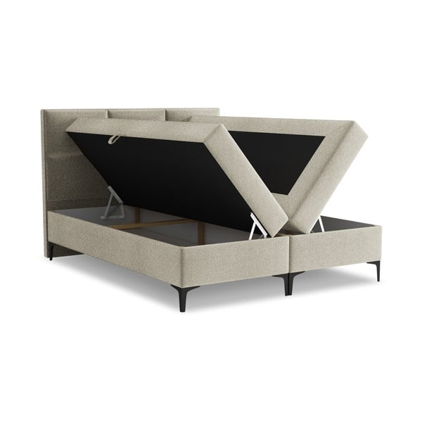 Taupe spalvos spyruoklinė lova su sandėliavimo vieta 160x200 cm Pakalana – Makamii-image-1