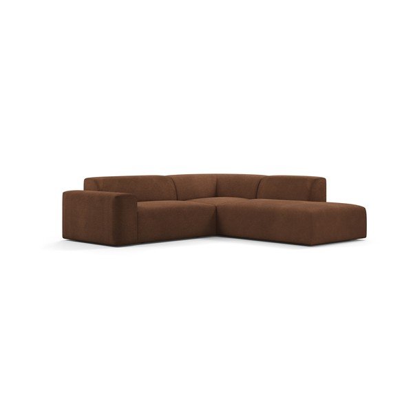 Ruda aksominė kampinė sofa Marie Claire Home Karen, 260 cm, dešinysis kampas-image-2