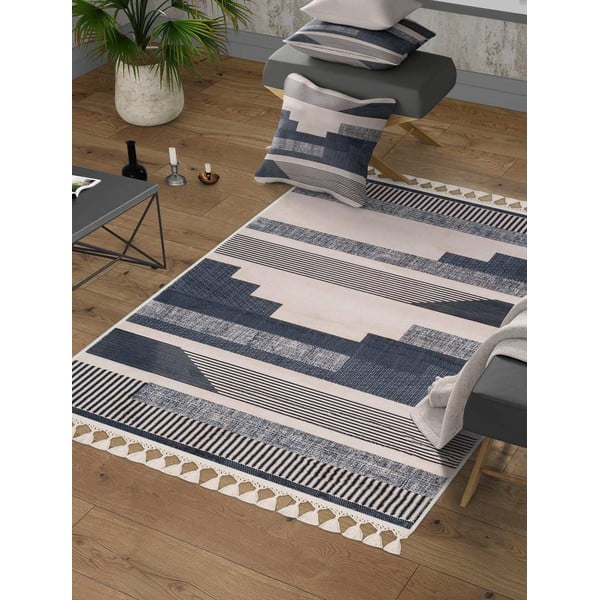 Pilkos ir smėlio spalvos plaunamas kilimas 160x100 cm - Vitaus-image-1