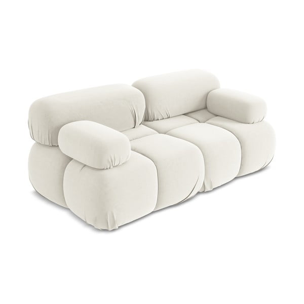 Baltos spalvos iš velveto sofa 190 cm Lokua – Makamii-image-2