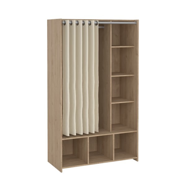 Drabužių spinta baltos spalvos/smėlio spalvos iš ąžuolo 105x180 cm Kit – Tvilum-image-2