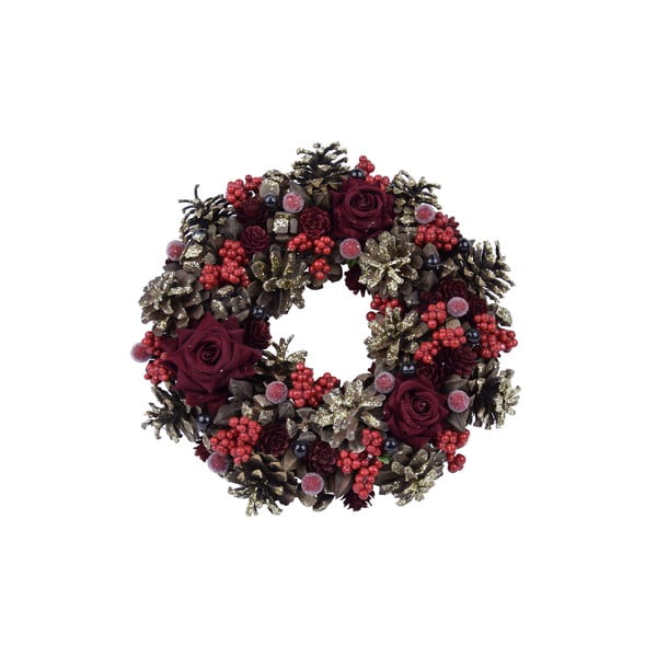 Kalėdinis natūralus vainikas su rožėmis Ego Dekor Pine, ø 28 cm