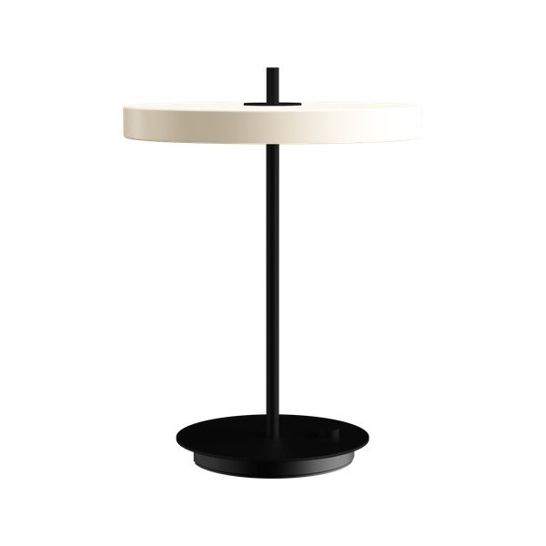 Juodos ir baltos spalvos iš metalo stalinis šviestuvas LED su pritemdymo funkcija (aukštis 41,5 cm) su metaliniu gaubtu Asteria Table – UMAGE
