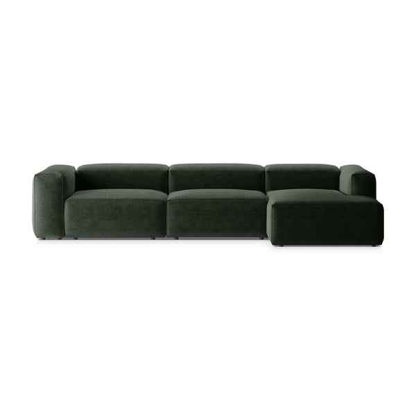 Žalios spalvos kampinė sofa (su dešiniuoju kampu/su gultu) Bergamo – Cosmopolitan Design