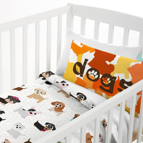 Vaikiškas medvilninis antklodės užvalkalas ir pagalvė Mr. Fox Dogs, 100 x 120 cm-image-4