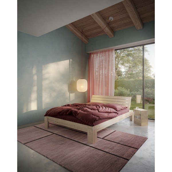Iš pušies masyvo dvigulė lova natūralios spalvos su lovos grotelėmis 140x200 cm Layers – Karup Design-image-1