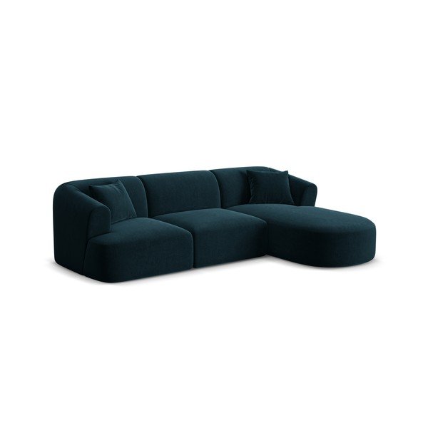 Smaragdinės spalvos kampinė sofa iš velveto (su dešiniuoju kampu/su gultu) Campi – Cosmopolitan Design-image-2