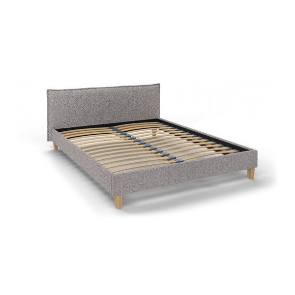 Pilka minkšta dvigulė lova su grotelėmis 160x200 cm Tina - Ropez