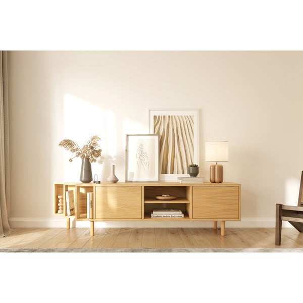 Natūralios spalvos TV spintelė iš ąžuolo 189x50x44 cm Shift – Woodman-image-1