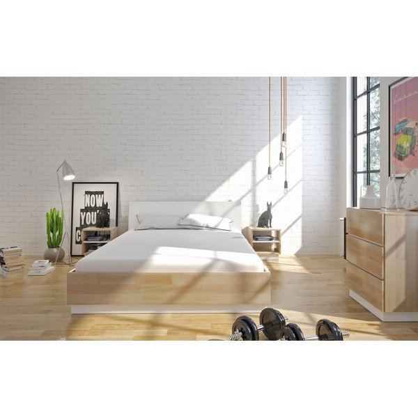Dvigulė lova su daiktadėže iš buko ir pušies medienos SKANDICA Finn BC, 140 x 200 cm-image-1