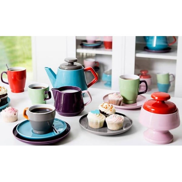 Puodelis ir lėkštė "Sagaform Pop", rudos/turkio spalvos-image-1