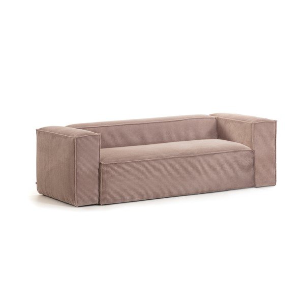 Rožinė aksominė sofa Kave Home Blok, 240 cm-image-2