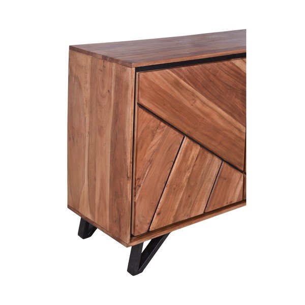 Natūralios spalvos iš akacijos masyvo spintelė 120x78x40 cm Ambala – Interia Home & Living-image-4