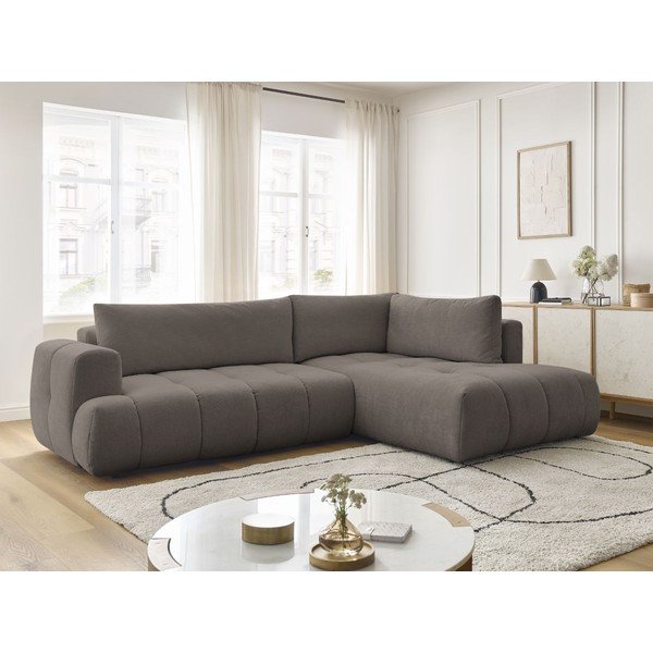 Taupe spalvos sulankstoma/su sandėliavimo vieta kampinė sofa (su dešiniuoju kampu/„L“ formos) Fuji – Bobochic Paris-image-1