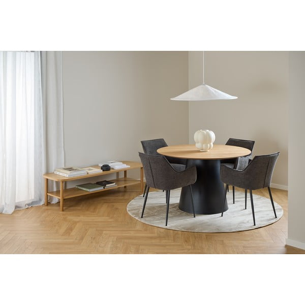 Apvalios formos valgomojo stalas juodos spalvos/natūralios spalvos su ąžuolo dekoro stalviršiu ø 120 cm Soli – Actona-image-3