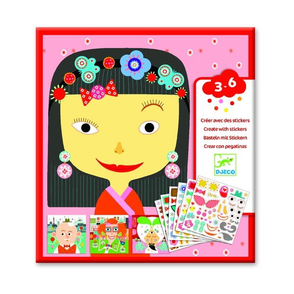 Paveikslėlių su lipdukais rinkinys Djeco Faces-image-2