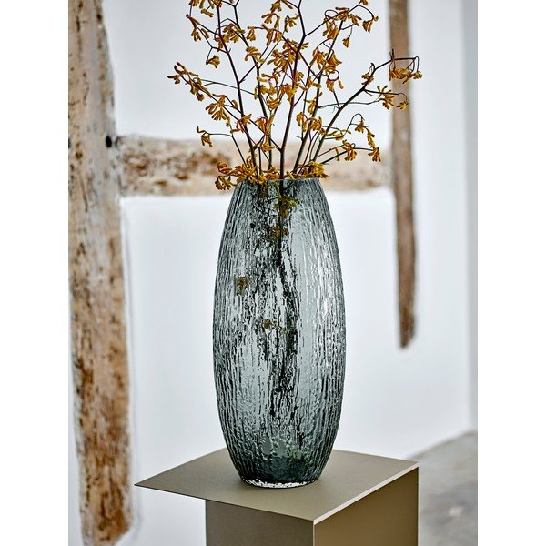 Pilkos spalvos iš stiklo  rankų darbo vaza (aukštis 50 cm) Brock – Bloomingville-image-1