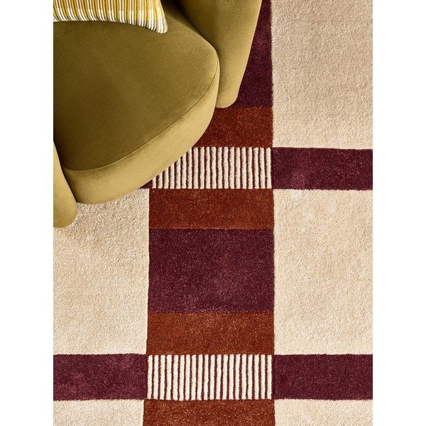 Rankų darbo bordo spalvos/kreminės spalvos iš perdirbto pluošto kilimas 160x230 cm Franka – MADE-image-3