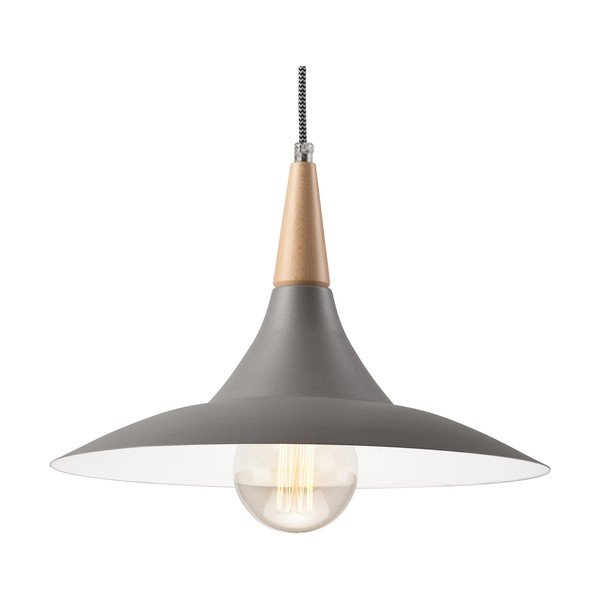 Kabantis šviestuvas pilkos spalvos ø 30 cm su metaliniu gaubtu Ufo – LAMKUR-image-4