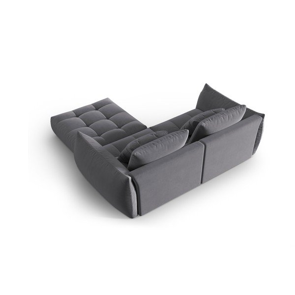 Tamsiai pilkos spalvos iš velveto kampinė sofa Bloom – Micadoni -image-3