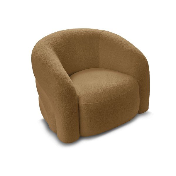 Garstyčių spalvos pasukamas krėslas iš boucle Elina – Bobochic Paris-image-3