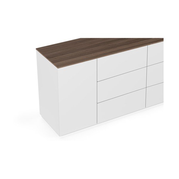 Baltos spalvos riešutmedžio komoda su durelėmis ir 6 stalčiais Join - TemaHome-image-1