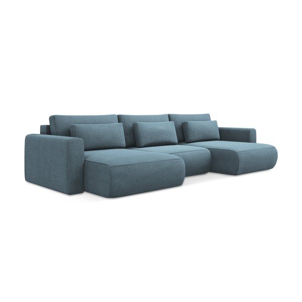 Šviesiai mėlynos spalvos sulankstoma/su sandėliavimo vieta kampinė sofa („U“ formos) Kapua – Makamii-image-3