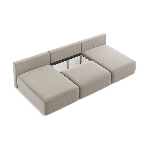 Taupe spalvos sulankstoma/su sandėliavimo vieta kampinė sofa iš velveto („U“ formos) Kalena – Makamii-image-4