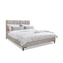 Dvigulė lova smėlio spalvos audiniu dengta su lovos grotelėmis 160x200 cm Eve – Miuform
