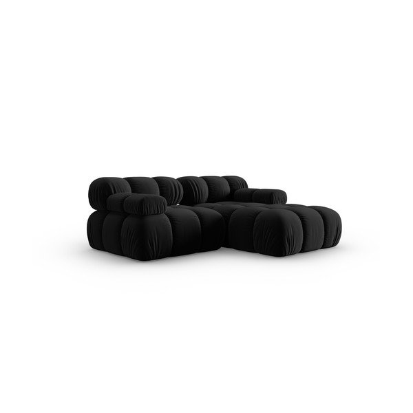 Kampinė sofa juodos spalvos iš velveto (su dešiniuoju kampu) Bellis – Micadoni Home-image-3