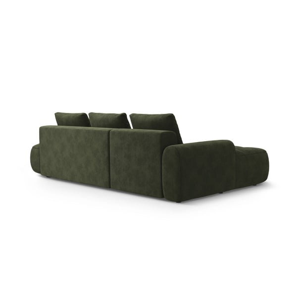 Žalios spalvos iš velveto sulankstoma/su sandėliavimo vieta kampinė sofa (su kairiuoju kampu/su gultu) Linz – Cosmopolitan Design-image-4