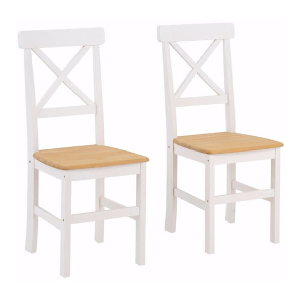 2 baltos spalvos pušies masyvo valgomojo kėdžių rinkinys "Støraa Nicoline